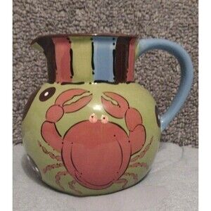 Burton & Burton FIB Real Fishing Ceramic Crab Theme Pitcher.
